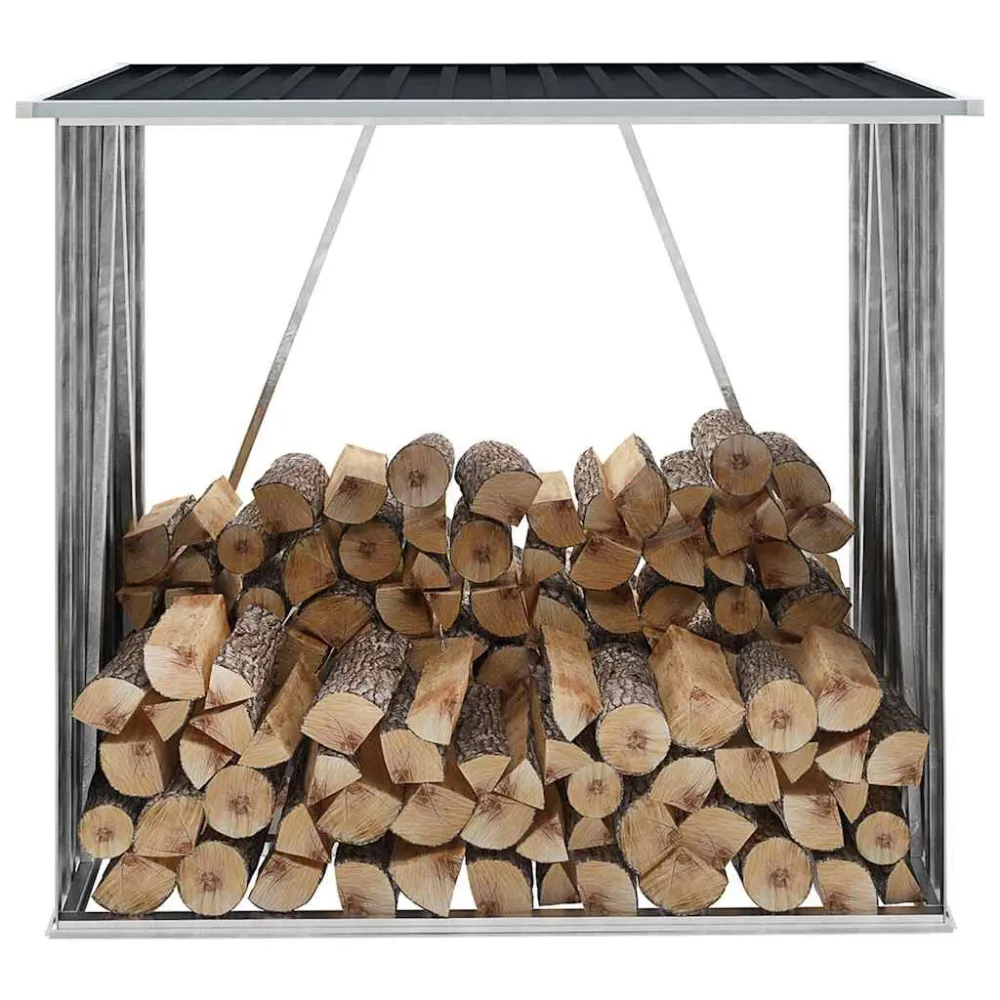 Haardhoutschuur 163x83x154 cm gegalvaniseerd staal antraciet