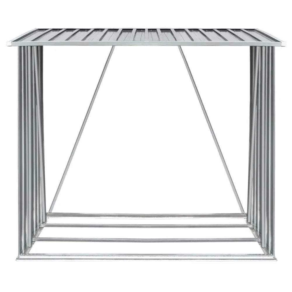 Haardhoutschuur 163x83x154 cm gegalvaniseerd staal grijs