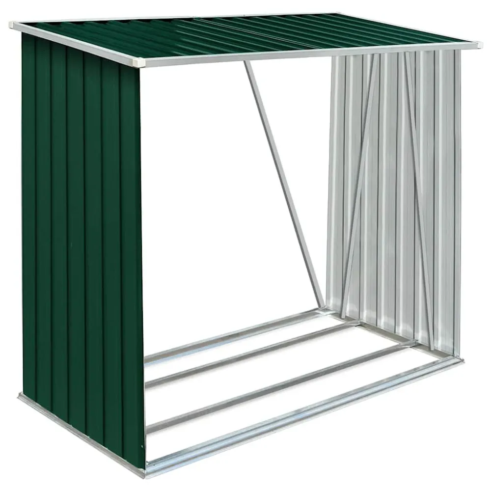 Haardhoutschuur 163x83x154 cm gegalvaniseerd staal groen