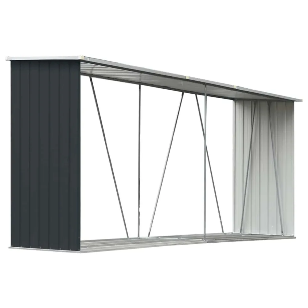 Haardhoutschuur 330x84x152 cm gegalvaniseerd staal antraciet