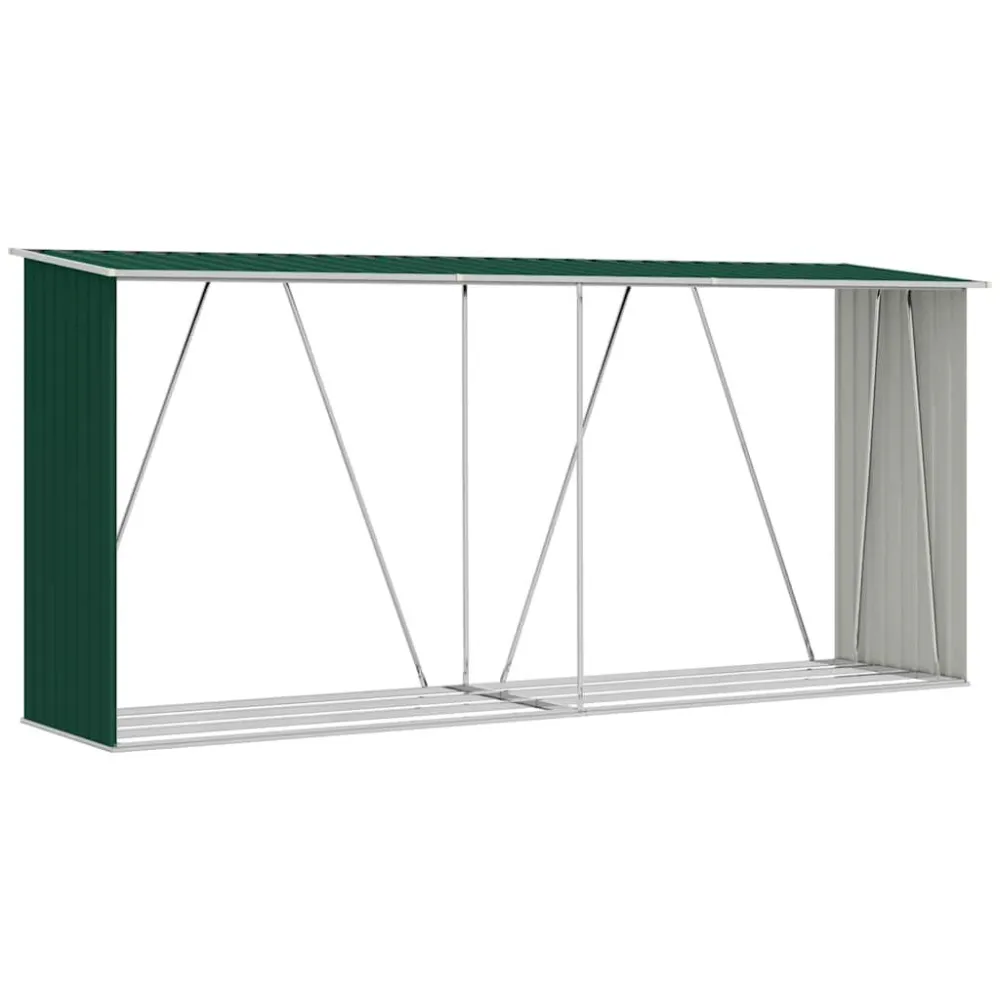 Haardhoutschuur 330x84x152 cm gegalvaniseerd staal groen