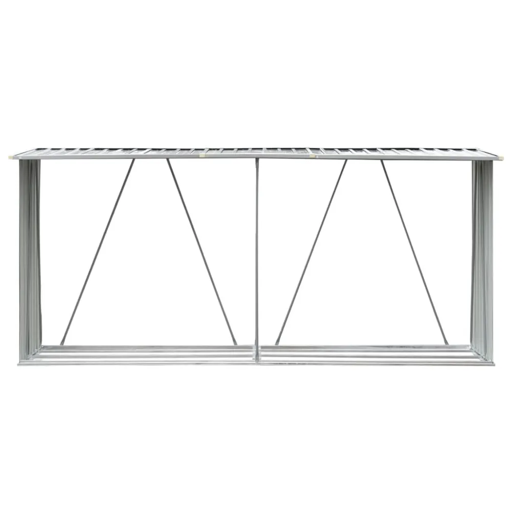 Haardhoutschuur 330x84x152 cm gegalvaniseerd staal groen