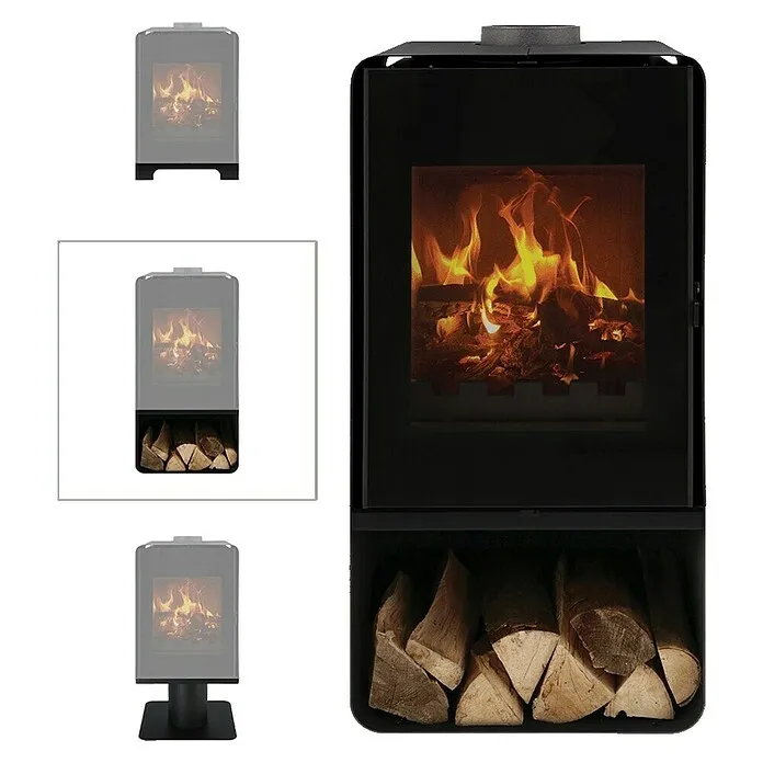 Livn Onderstel, frame Houtkachel Modula: houtopslag - Zwart, l x b x h: 40,7 x 45 x 30,9 cm, Houtopslag