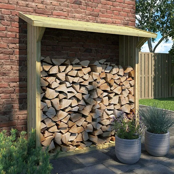 Outdoor Life Products Houtopslag voor haardhout - 72 x 180 x 180 cm, Geïmpregneerd