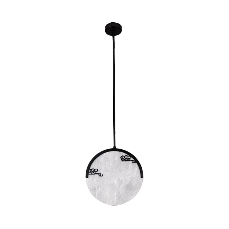 8"/12" brede 1-lichts ronde druppelhanger traditionele zwart/gouden acryl-downverlichting voor gang