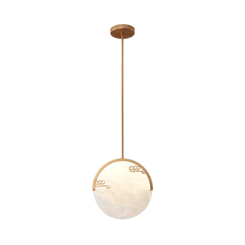 8"/12" brede 1-lichts ronde druppelhanger traditionele zwart/gouden acryl-downverlichting voor gang