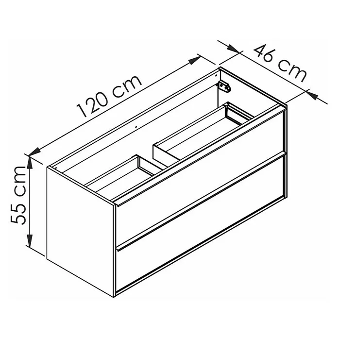 Allibert Wastafelonderkast Border - l x b x h: 46 x 120 x 55 cm, Eik Halifax Natural/Wit Alpen