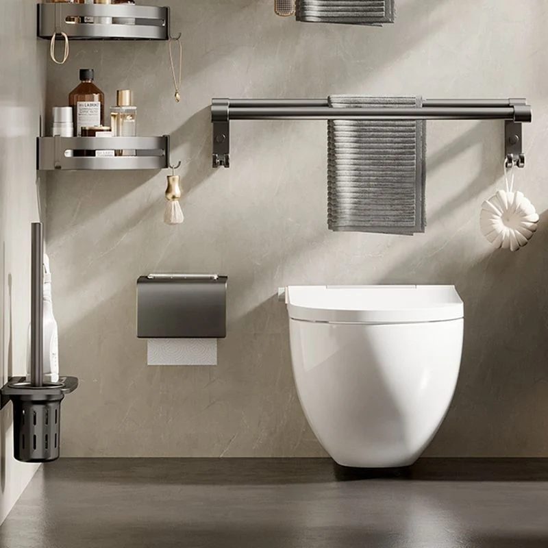 Aluminium Modern Bathroom Accessory Set Polished Gray Bath Shelf/Paper Holder/Robe Hooks