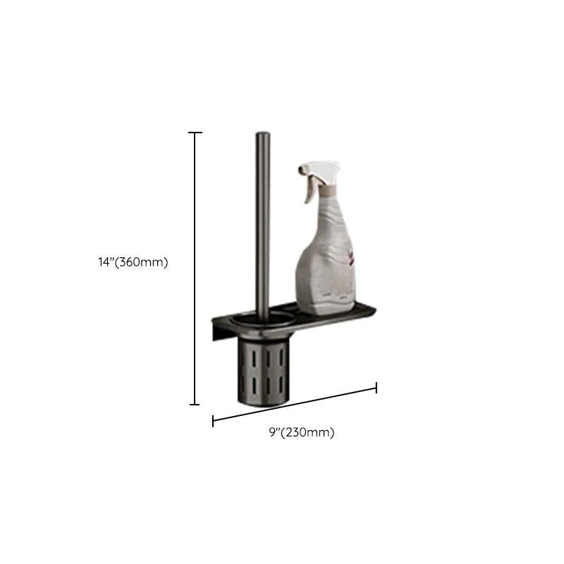 Aluminum Contemporain Bathroom Accessory Set Polished Gray Bath Shelf/Paper Holder/Robe Hooks
