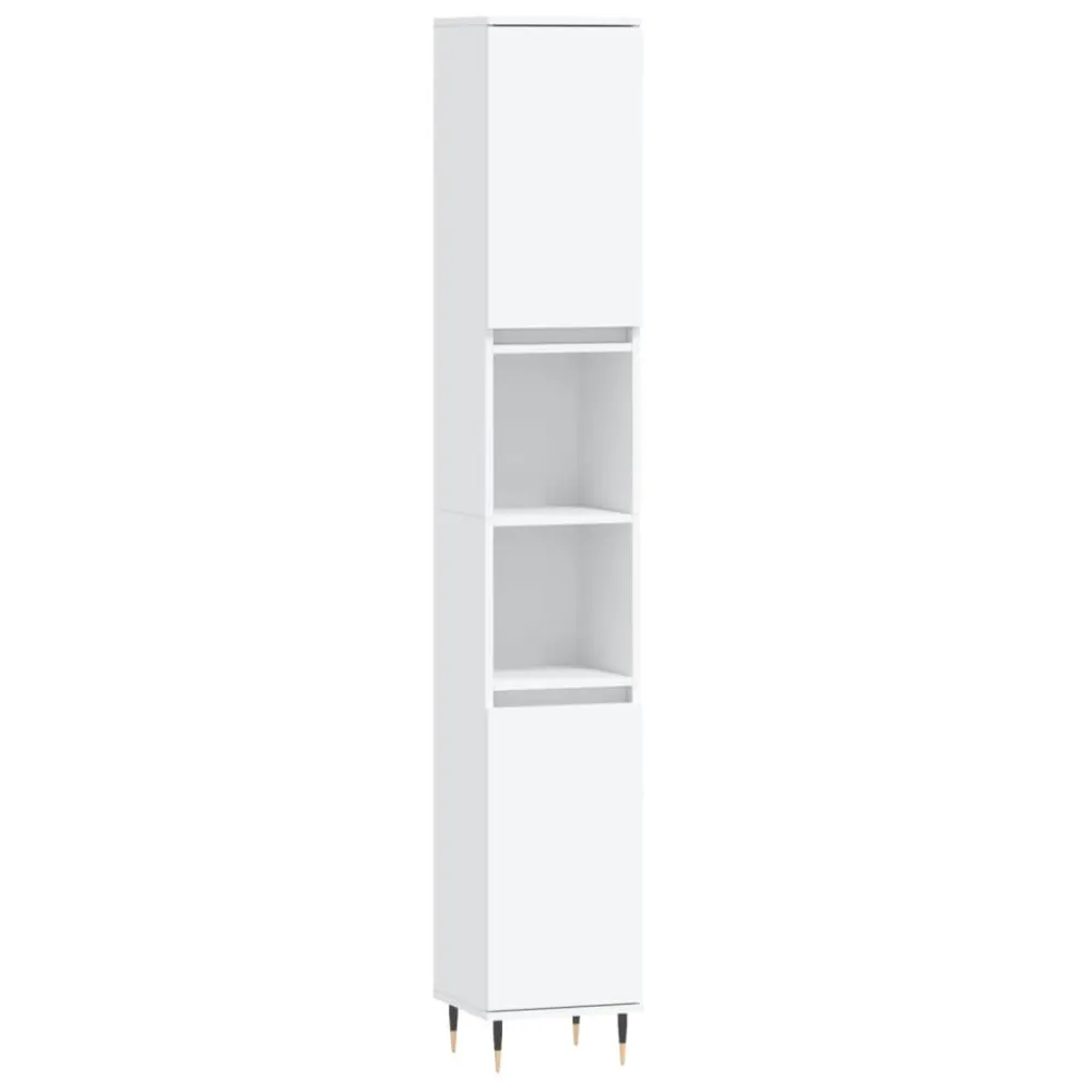 Badkamerkast 30x30x190 cm bewerkt hout grijs sonoma eikenkleur