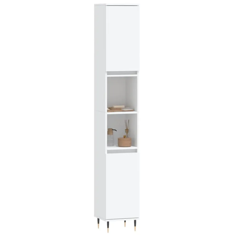 Badkamerkast 30x30x190 cm bewerkt hout grijs sonoma eikenkleur