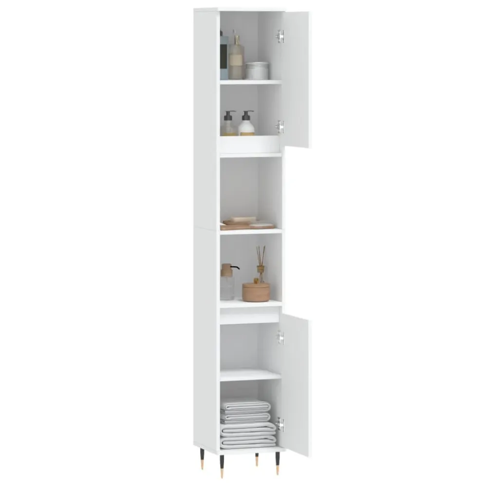 Badkamerkast 30x30x190 cm bewerkt hout grijs sonoma eikenkleur
