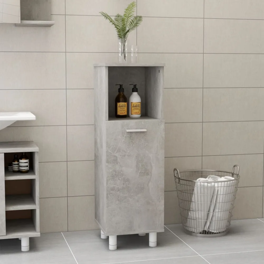 Badkamerkast 30x30x95 cm bewerkt hout betongrijs