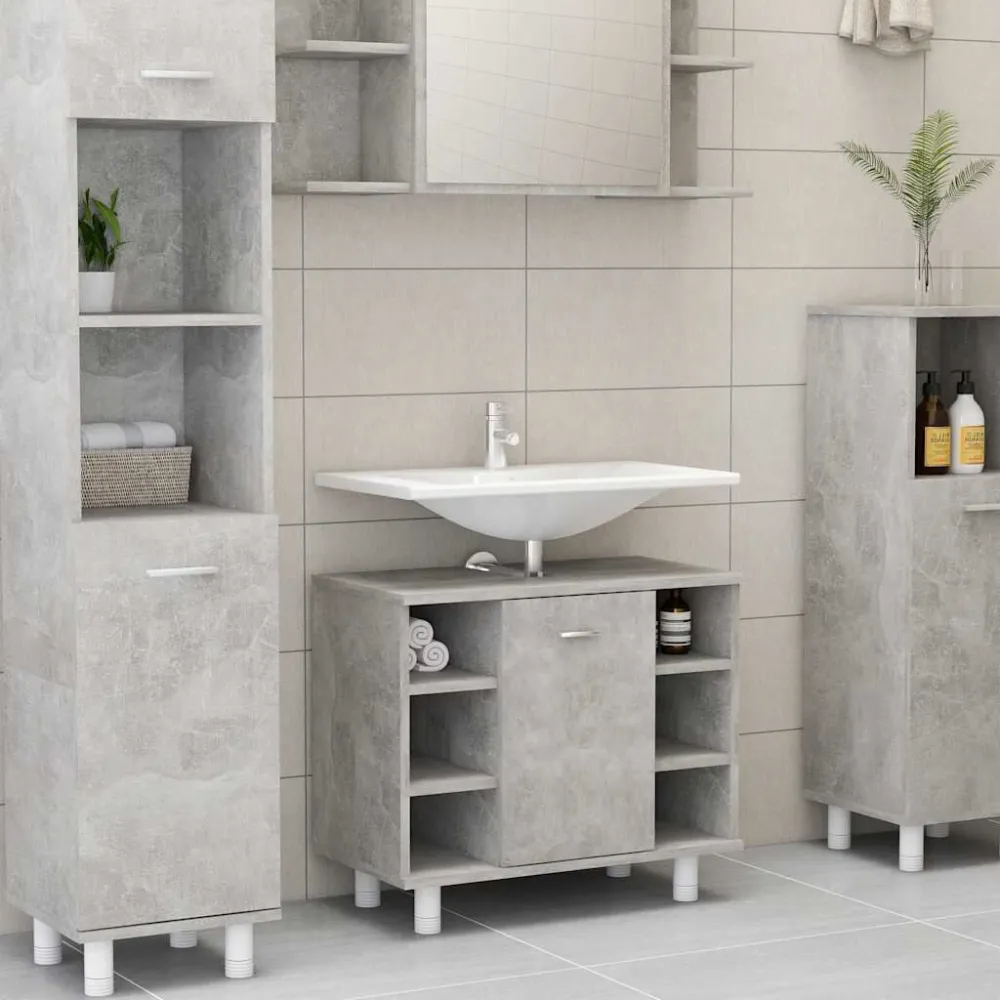 Badkamerkast 60x32x53,5 cm bewerkt hout betongrijs