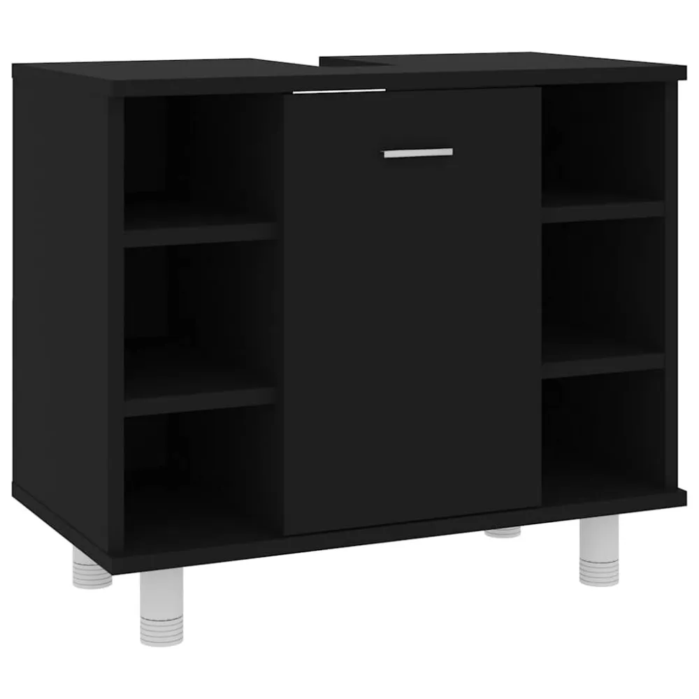 Badkamerkast 60x32x53,5 cm bewerkt hout zwart