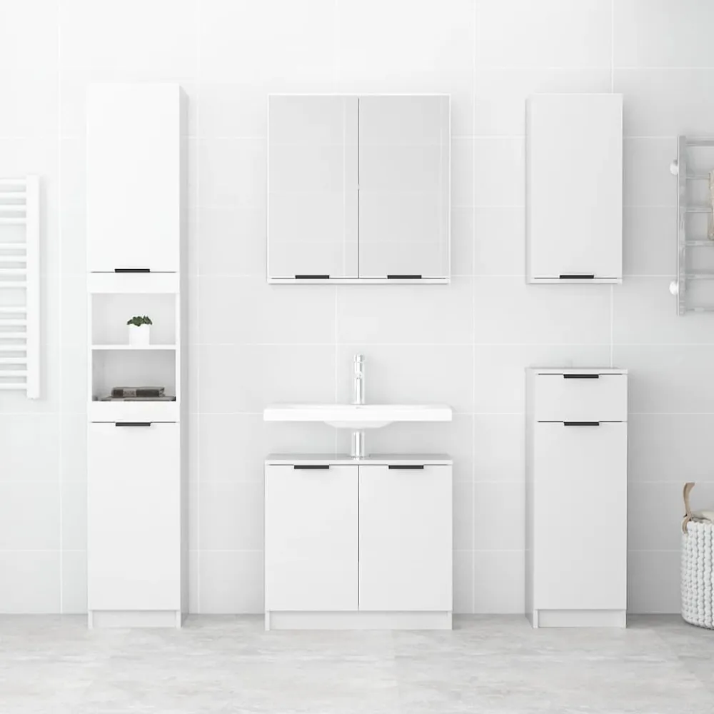 Badkamerkast 64,5x33,5x59 cm bewerkt hout hoogglans wit