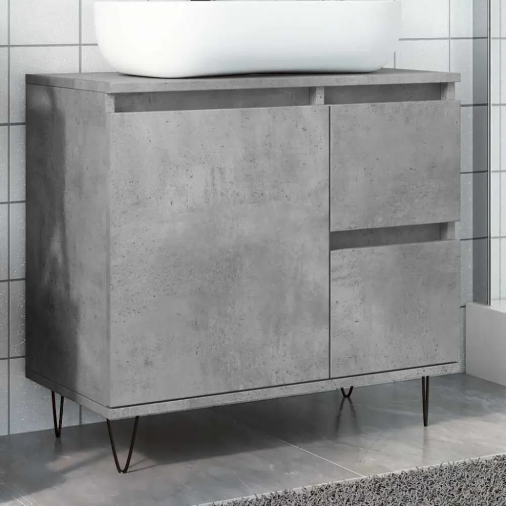 Badkamerkast 65x33x60 cm bewerkt hout betongrijs