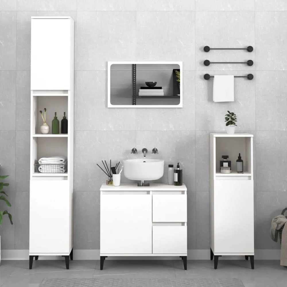 Badkamerkast 65x33x60 cm bewerkt hout grijs sonoma eikenkleurig