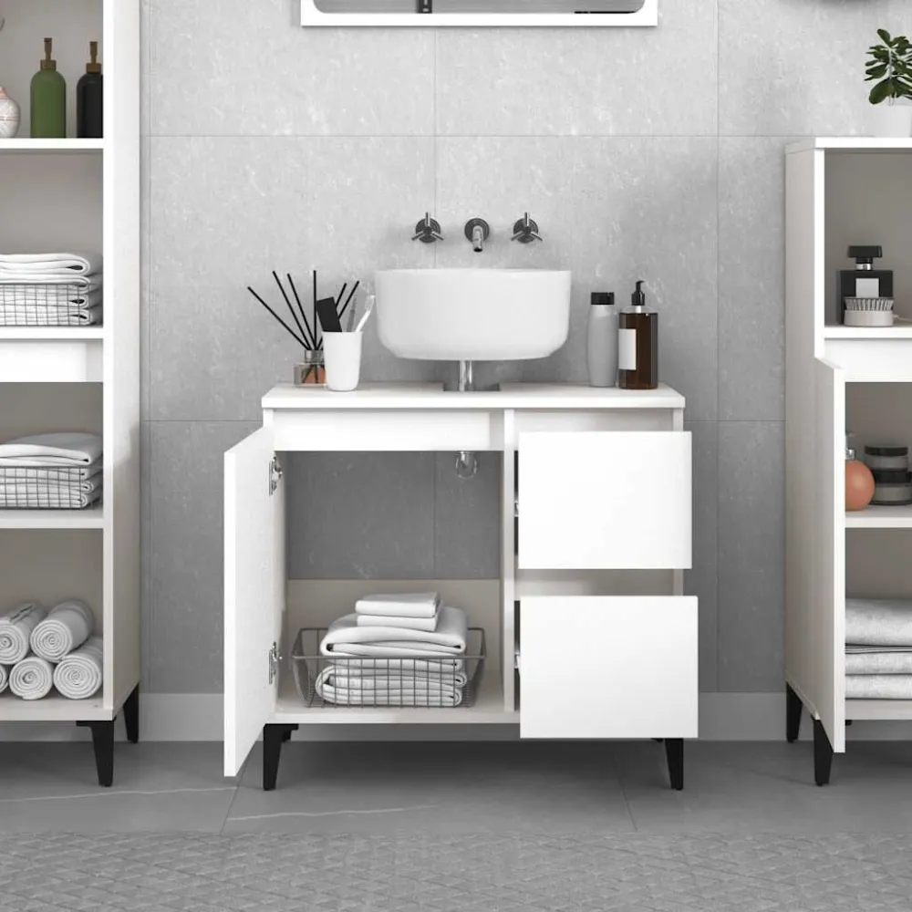 Badkamerkast 65x33x60 cm bewerkt hout grijs sonoma eikenkleurig