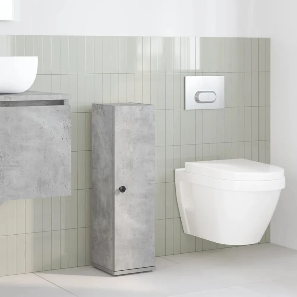 Badkamerkast met rolhouder 20,5x22x72 cm betongrijs
