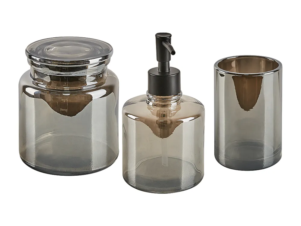 Badkamerset set van 3 glas grijs MANAGUA
