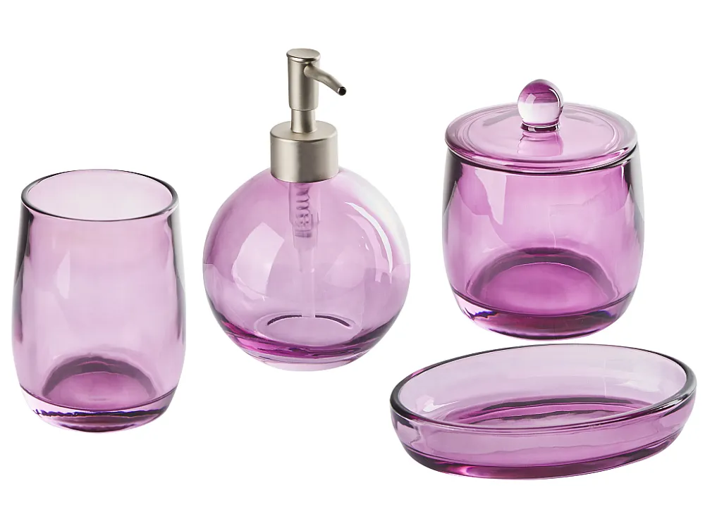 Badkamerset set van 4 glas paars ROANA