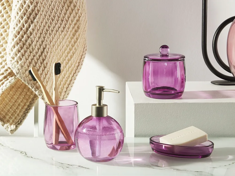 Badkamerset set van 4 glas paars ROANA