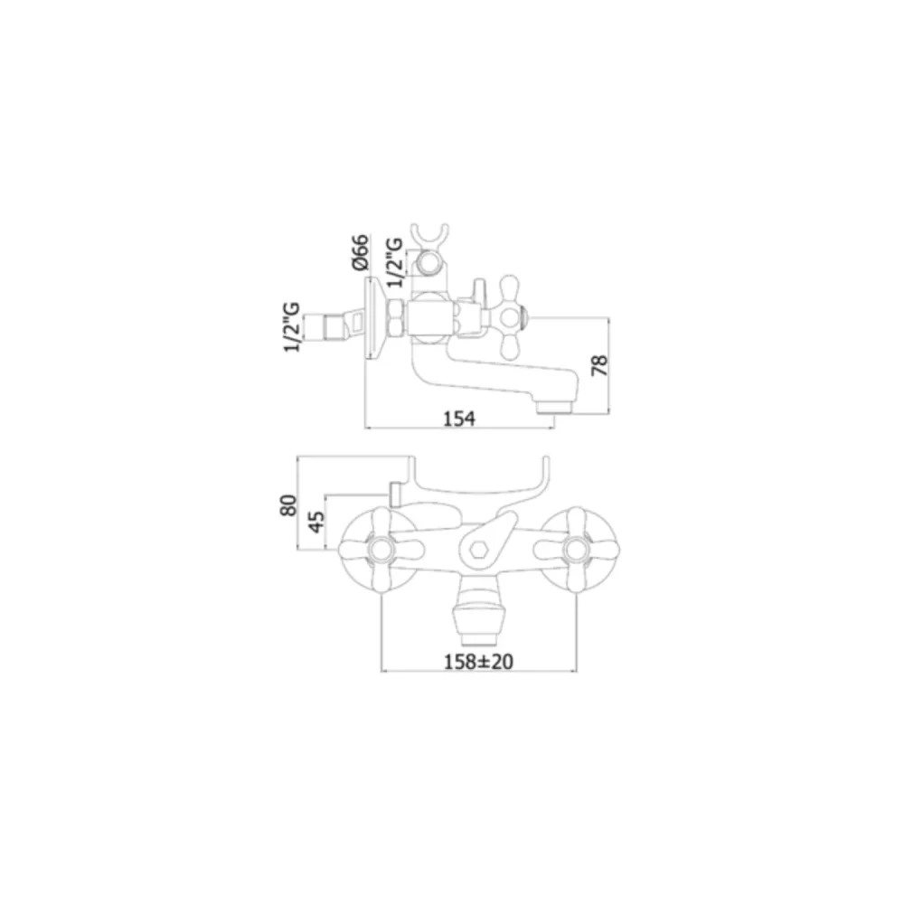 Bathtub/shower group diverter Paffoni Viola series 1500 mm hose - Metaalglans