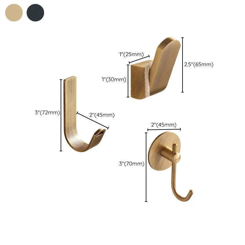 Brass 5 Piece Bathroom Accessory Set Oud Metal Robe Hooks