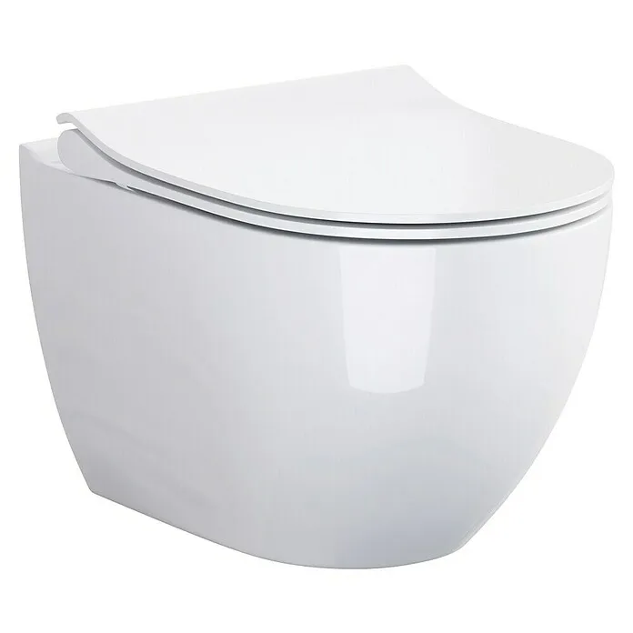 Camargue San Francisco Hangend toiletset - Zonder spoelrand, Voorzien van standaardglazuur, Spoelvorm: Diep, Uitlaat toile...