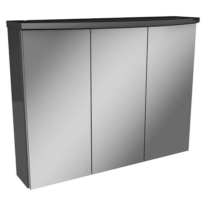 Camargue Swing Led-spiegelkast - b x h: 80 x 70,5 cm, Met verlichting, Hout, Grafiet