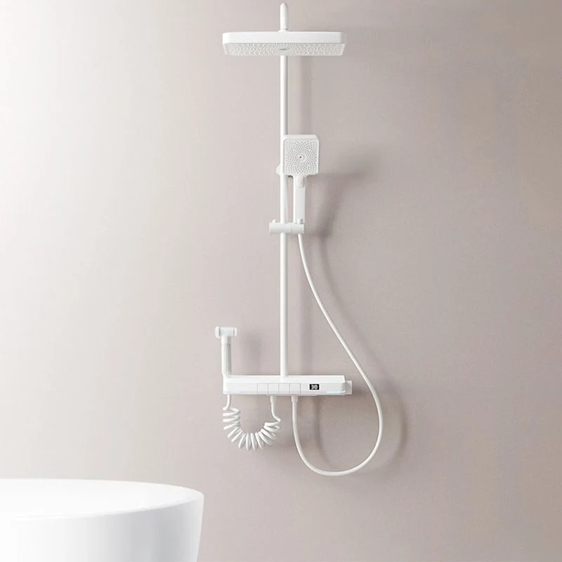 Contemporain Shower System Brass Slide Bar Included Wall Mounted Shower Set White