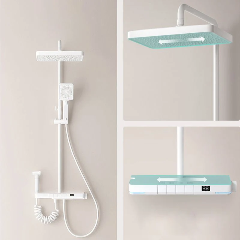 Contemporain Shower System Brass Slide Bar Included Wall Mounted Shower Set White