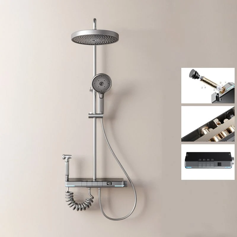 Contemporain Shower System Brass Slide Bar Included Wall Mounted Shower Set White