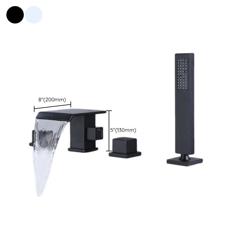 Contemporary Deck Mounted Warm koper Roman Tub Faucet Low Arc Roman Tub Faucet Set Black