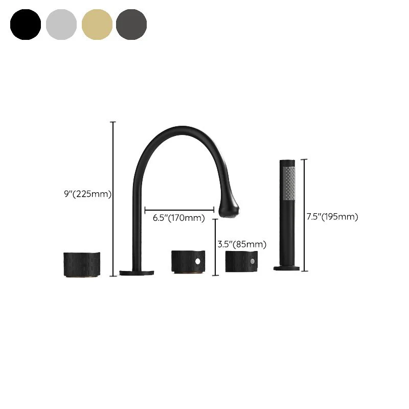 Deck Mounted Warm koper Roman Tub Faucet Low Arc 3 Handles Roman Tub Faucet Set Chrome
