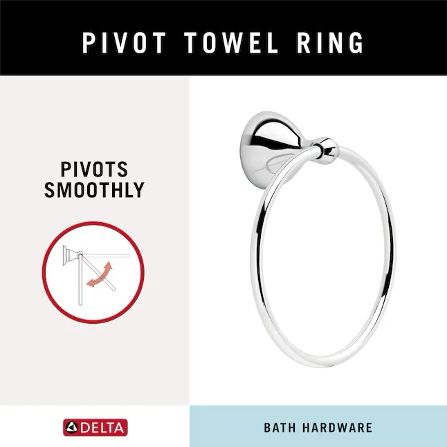 Delta 3-Piece Foundations Polished Metaalglans Decorative Bathroom Hardware Set Towel Bar,Toilet Paper Holder and Towel Ring