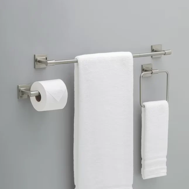 Delta 3-Piece Mclaren Spotshield Satijnachtig Nickel Decorative Bathroom Hardware Set Towel Bar,Toilet Paper Holder and To...