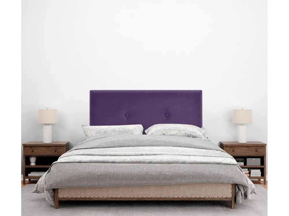 DHOME Glad Aqualine Stof Hoofdeinde met Knopen 110x105cm met Bedpoten 105 - Lila