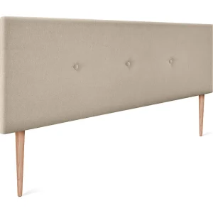 DHOME Glad Aqualine Stof Hoofdeinde met Knopen 135x105cm met Bedpoten 120/135 - Ecru