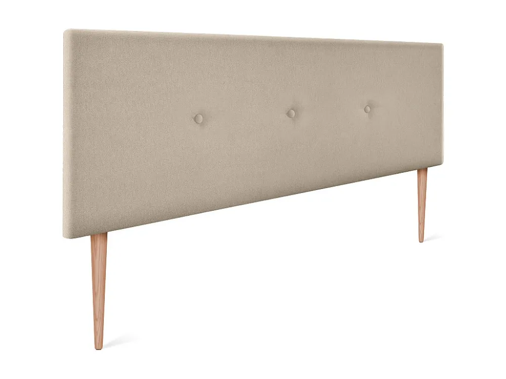 DHOME Glad Aqualine Stof Hoofdeinde met Knopen 135x105cm met Bedpoten 120/135 - Ecru