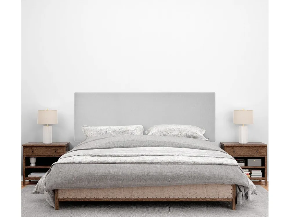 DHOME Hoofdeinde glad aqualine stof 160x105cm met bedpoten 150/160 - Parelgrijs