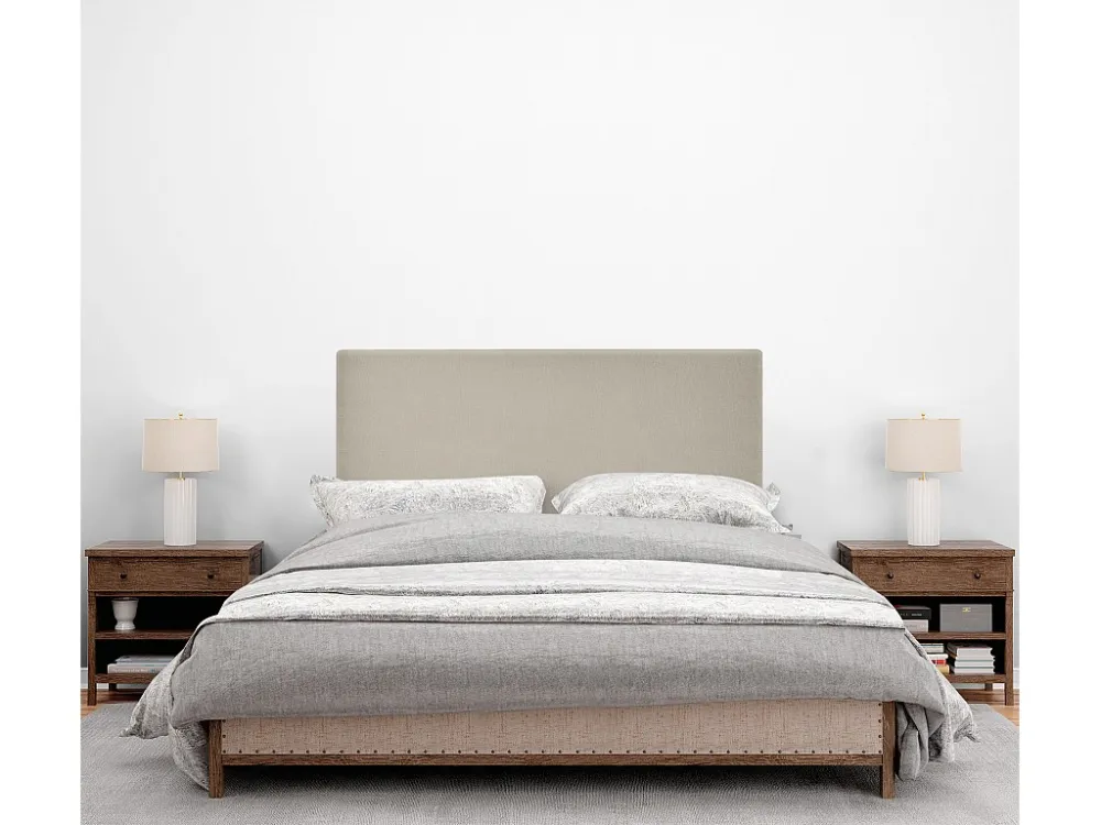 DHOME Hoofdeinde glad aqualine stof 95x105cm met bedpoten 90 - Natuurtint