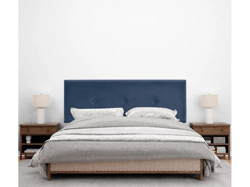 DHOME Hoofdeinde gladde aqualine stof met knopen 160x50cm bedden 150/160 - Blauw