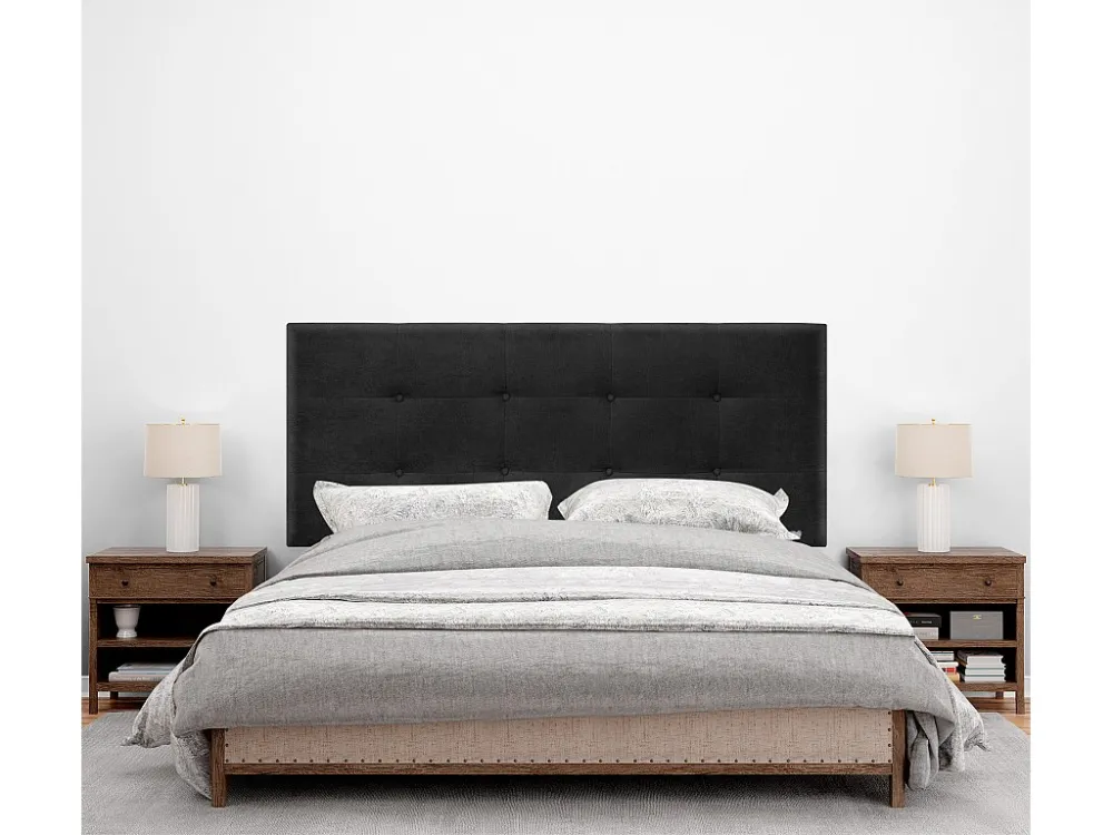 DHOME Hoofdeinde van Stof Aqualine Gecapitonneerd 150x115cm met Poten Bedden 150 - Zwart