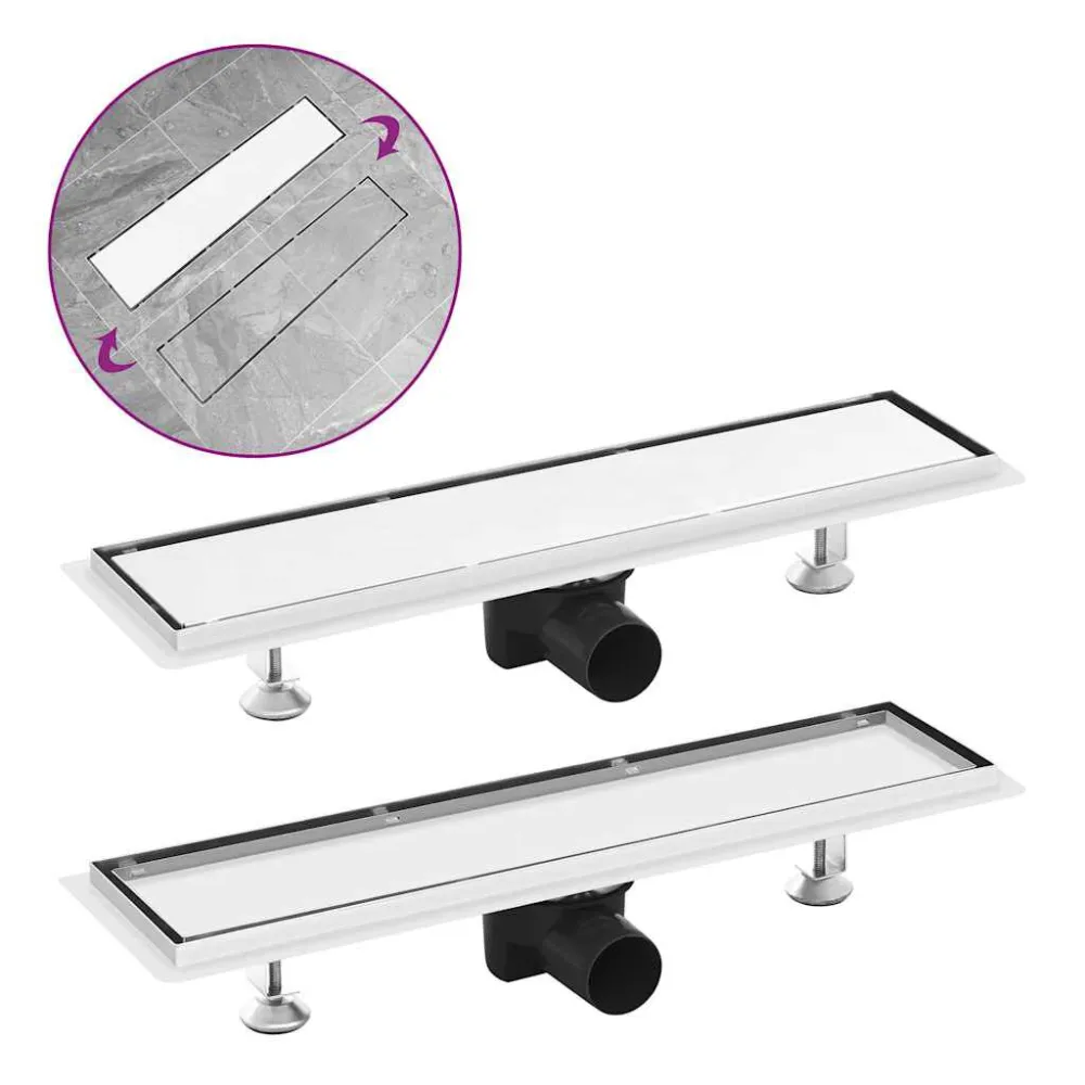 Doucheafvoer met 2--1 deksel 53x14 cm roestvrij staal