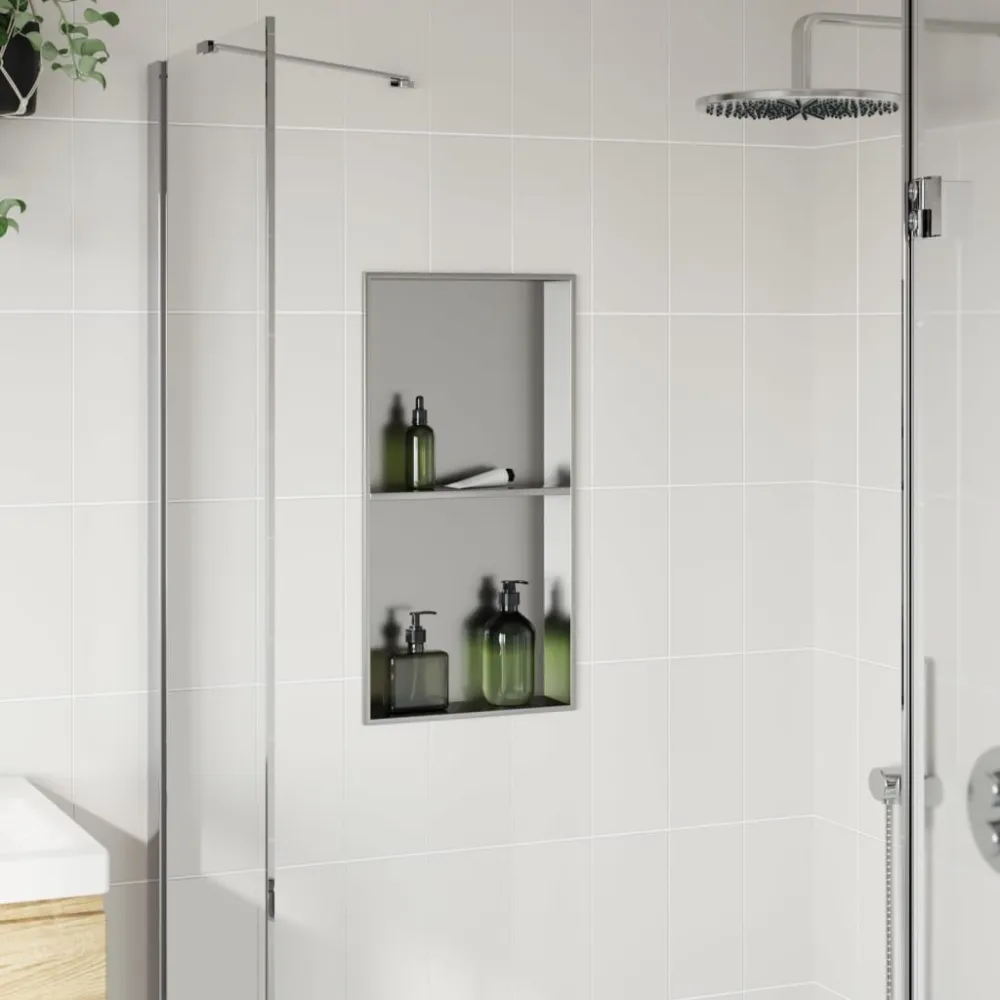 Douchenis 32x62x9 cm roestvrijstaal geborsteld zilverkleurig