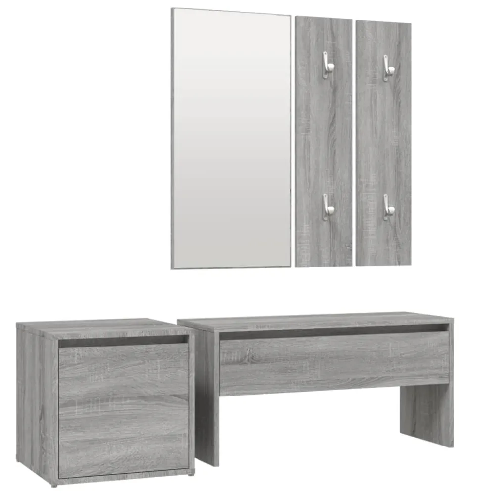 Garderobe set bewerkt hout grijs sonoma eikenkleurig