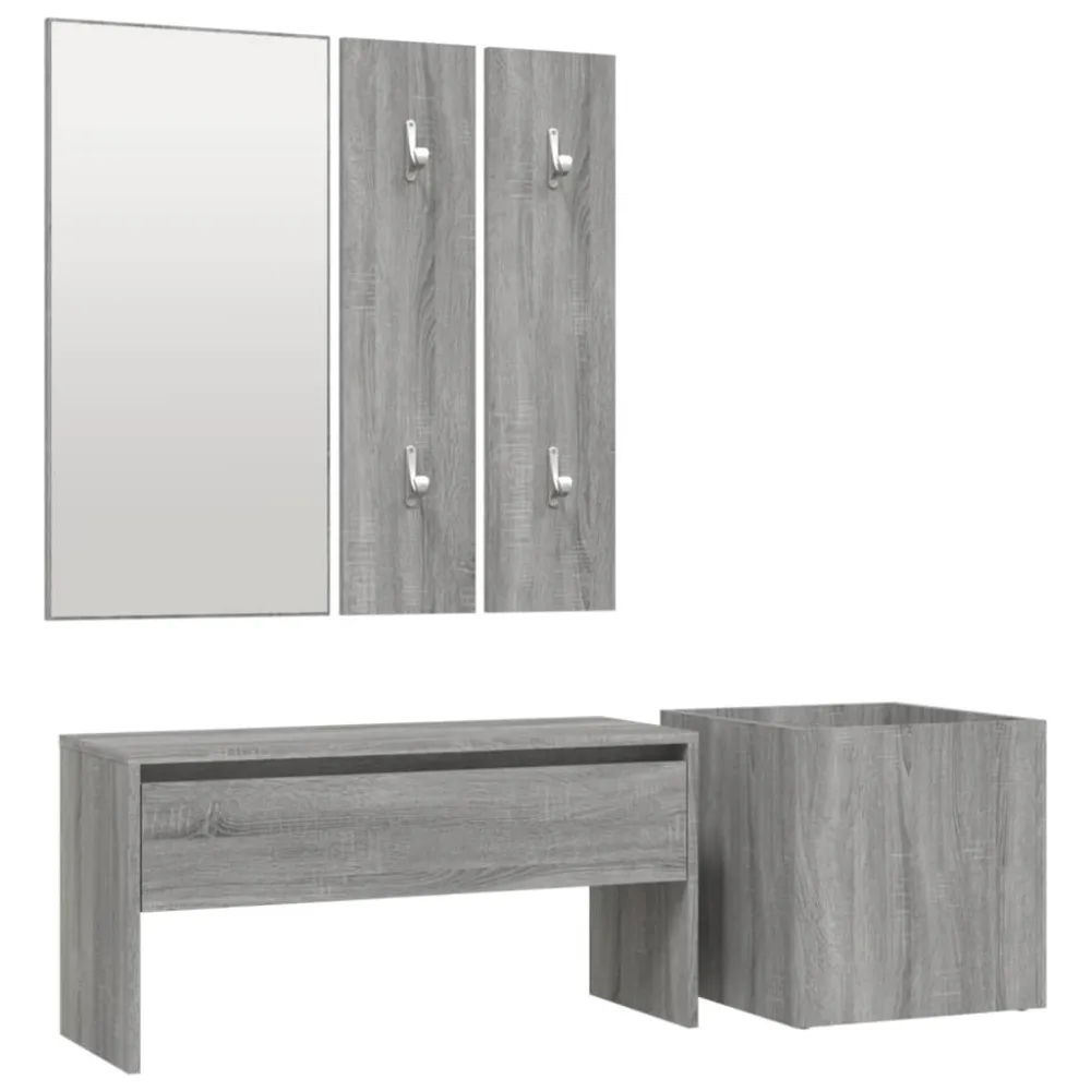 Garderobe set bewerkt hout grijs sonoma eikenkleurig