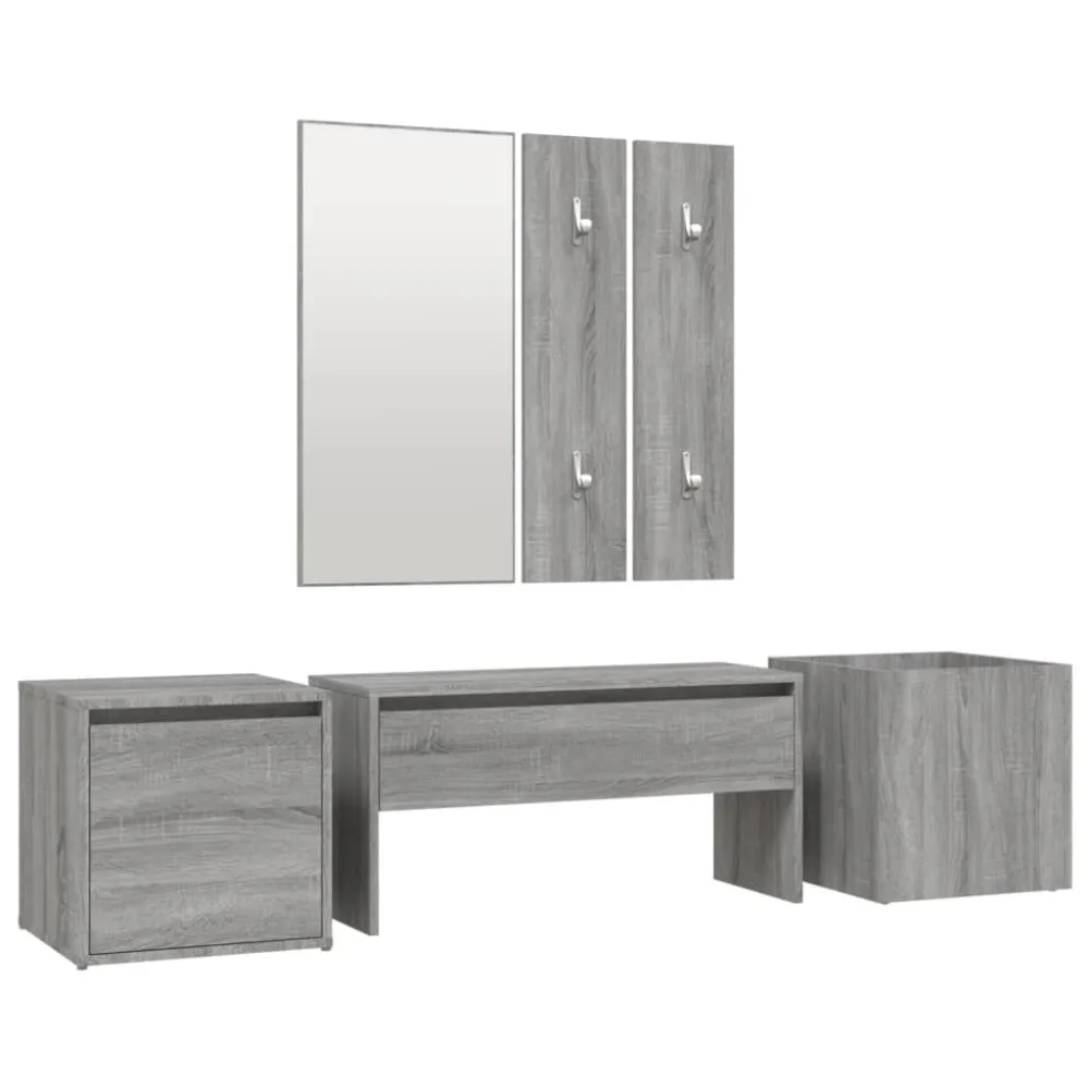 Garderobe set bewerkt hout grijs sonoma eikenkleurig